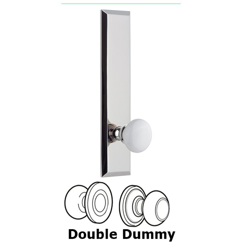 Double Dummy Fifth Avenue Tall with Hyde Park Knob in Bright Chrome