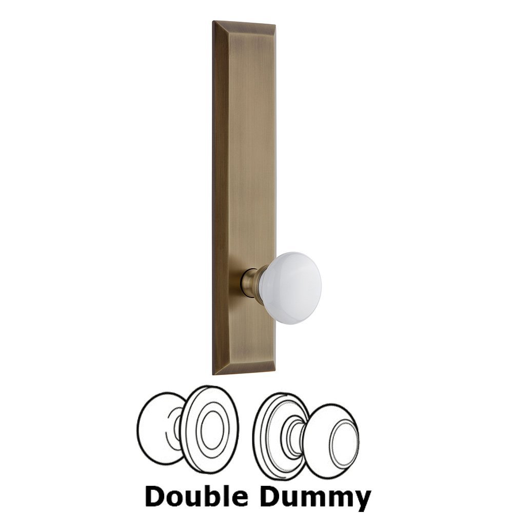 Double Dummy Fifth Avenue Tall with Hyde Park Knob in Vintage Brass