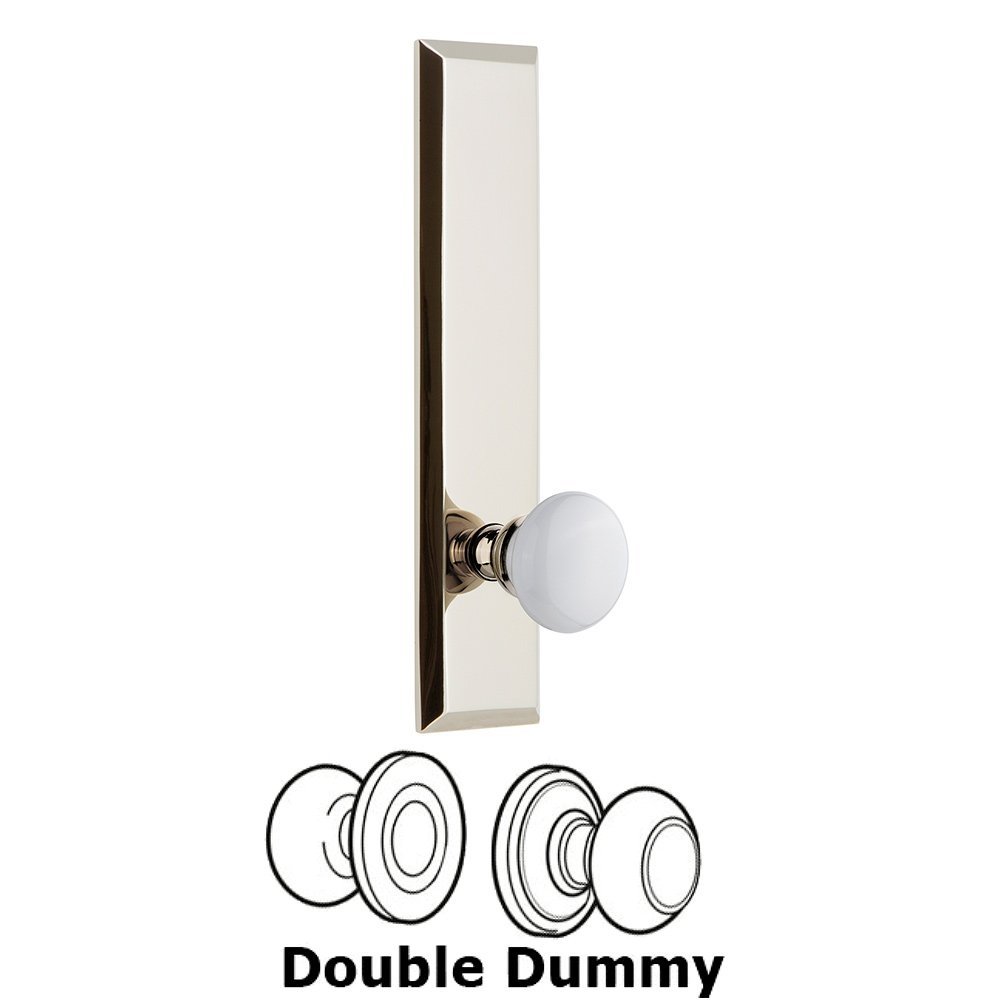 Double Dummy Fifth Avenue Tall with Hyde Park Knob in Polished Nickel