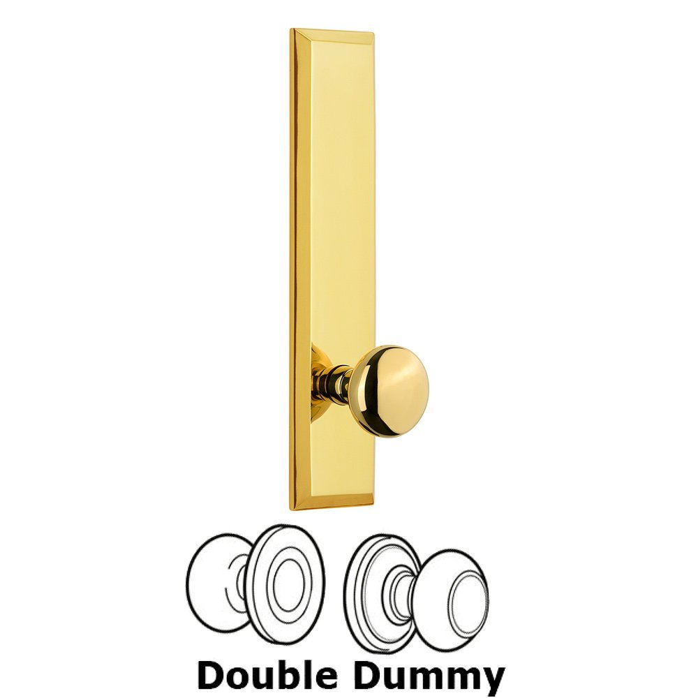 Double Dummy Fifth Avenue Tall with Fifth Avenue Knob in Polished Brass