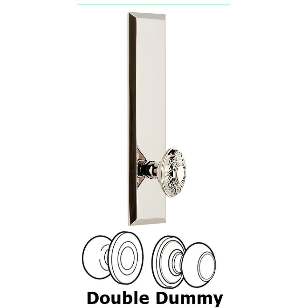Double Dummy Fifth Avenue Tall with Grande Victorian Knob in Polished Nickel