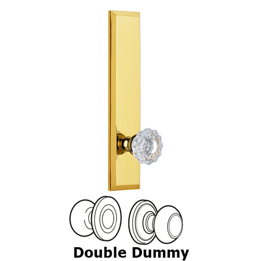 Double Dummy Fifth Avenue Tall with Versailles Knob in Polished Brass