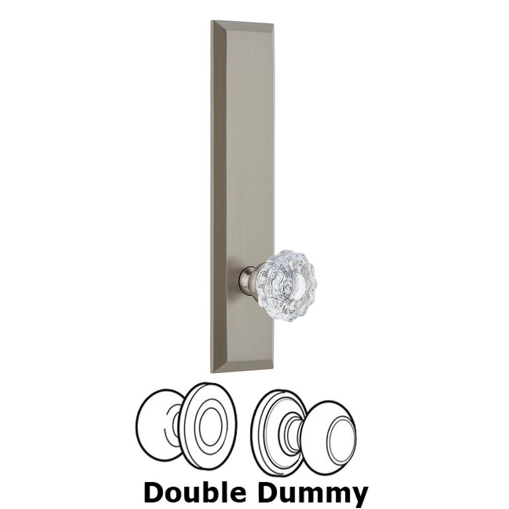 Double Dummy Fifth Avenue Tall with Versailles Knob in Satin Nickel