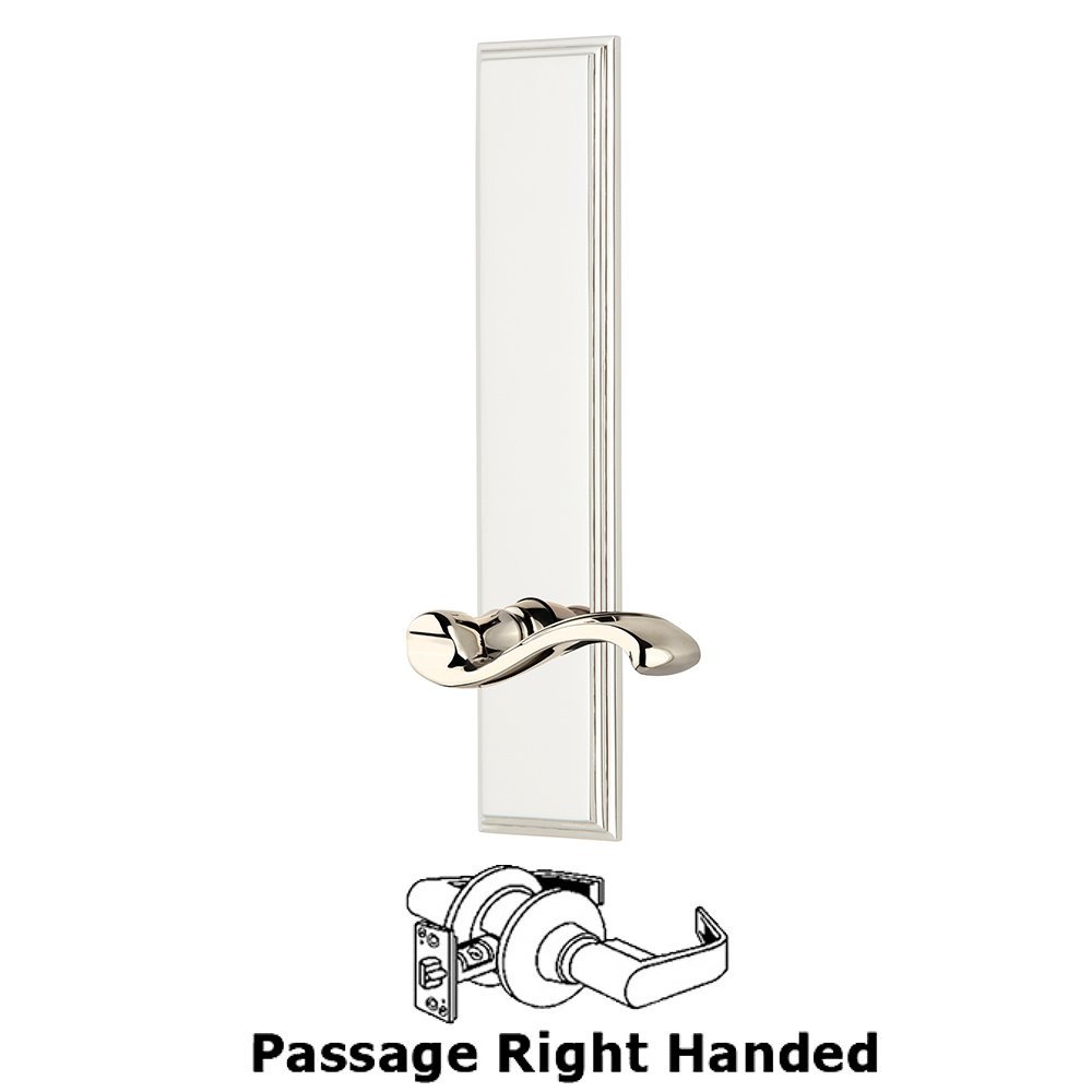 Passage Carre Tall Plate with Portofino Right Handed Lever in Polished Nickel
