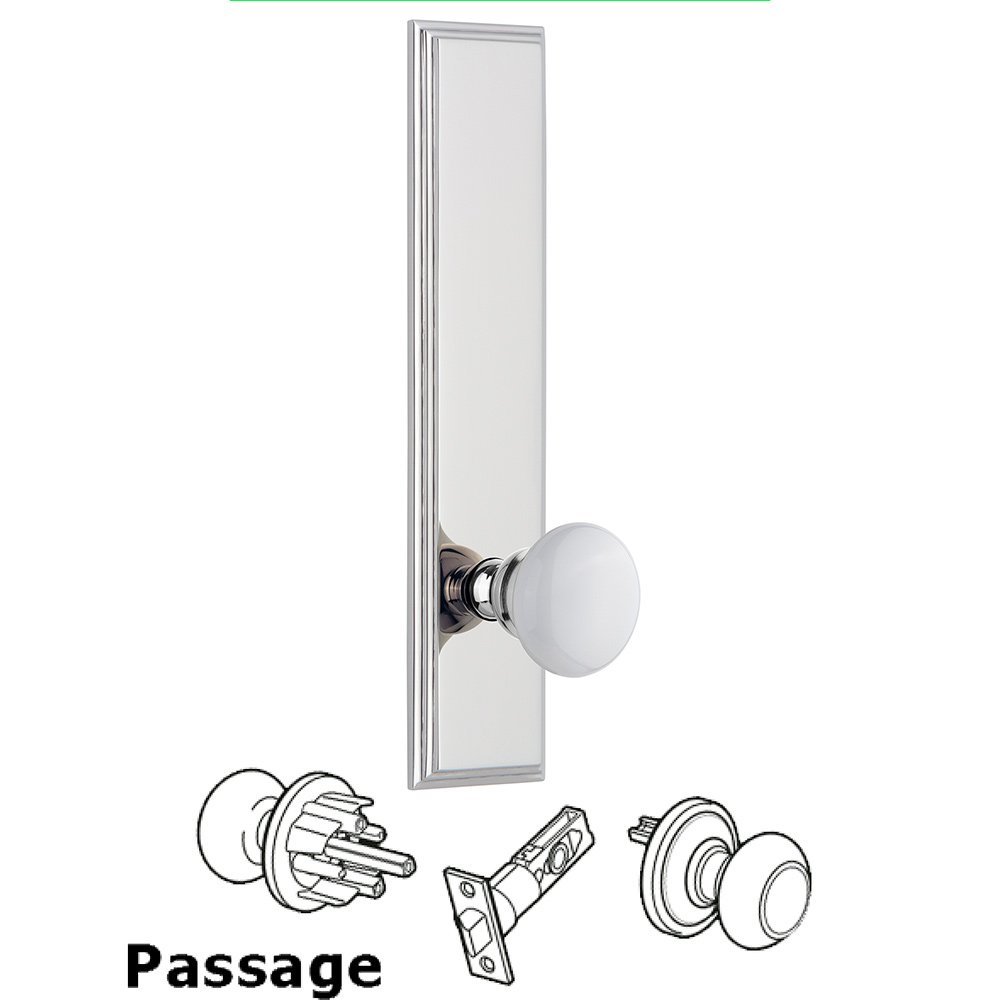Passage Carre Tall Plate with Hyde Park Knob in Bright Chrome