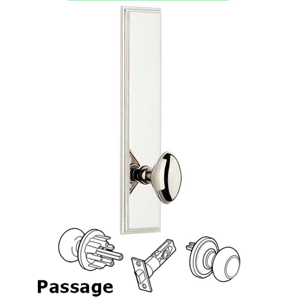Passage Carre Tall Plate with Eden Prairie Knob in Polished Nickel