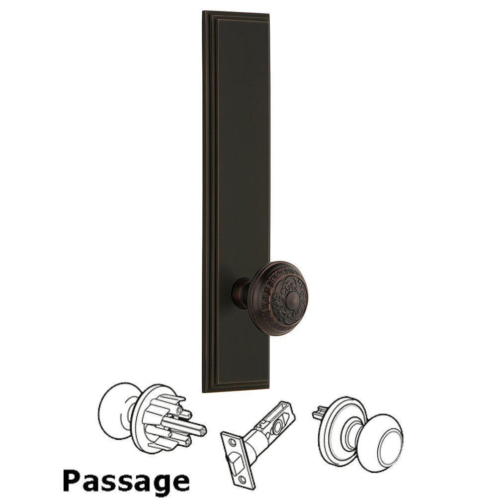 Passage Carre Tall Plate with Windsor Knob in Timeless Bronze