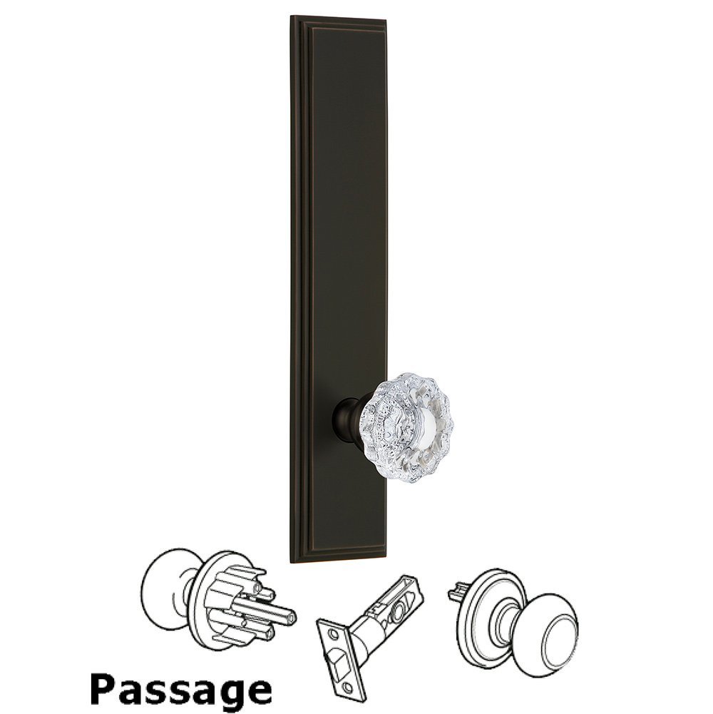 Passage Carre Tall Plate with Versailles Knob in Timeless Bronze