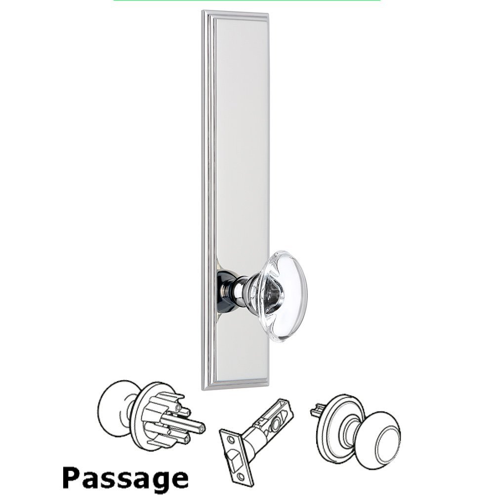 Passage Carre Tall Plate with Provence Knob in Bright Chrome