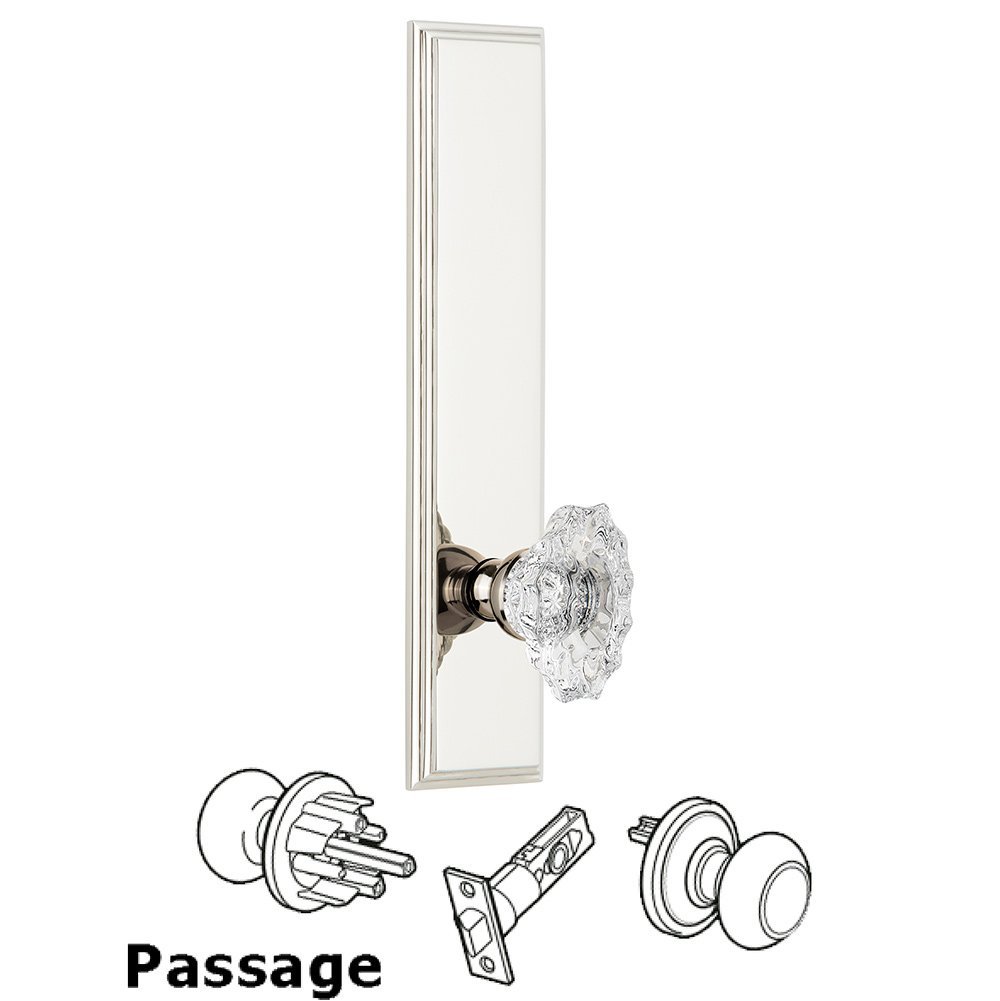 Passage Carre Tall Plate with Biarritz Knob in Polished Nickel