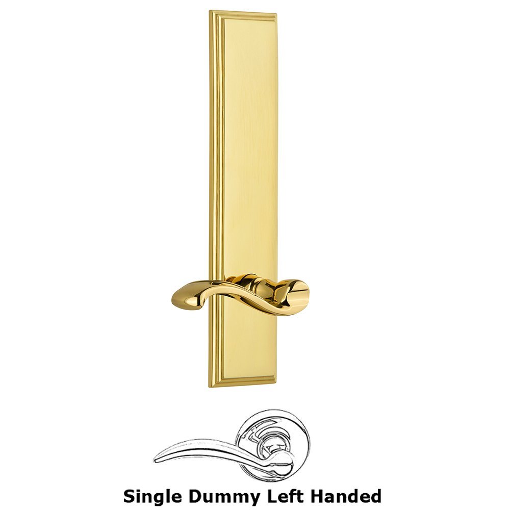 Dummy Carre Tall Plate with Portofino Left Handed Lever in Polished Brass
