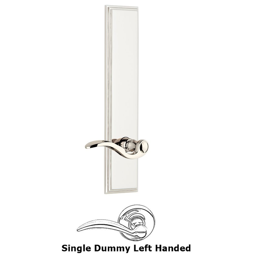 Dummy Carre Tall Plate with Bellagio Left Handed Lever in Polished Nickel