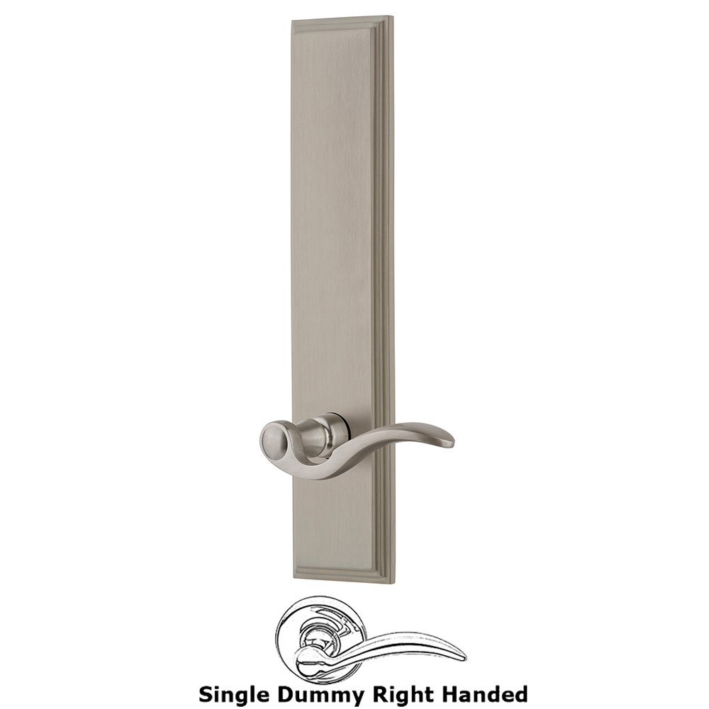 Dummy Carre Tall Plate with Bellagio Right Handed Lever in Satin Nickel