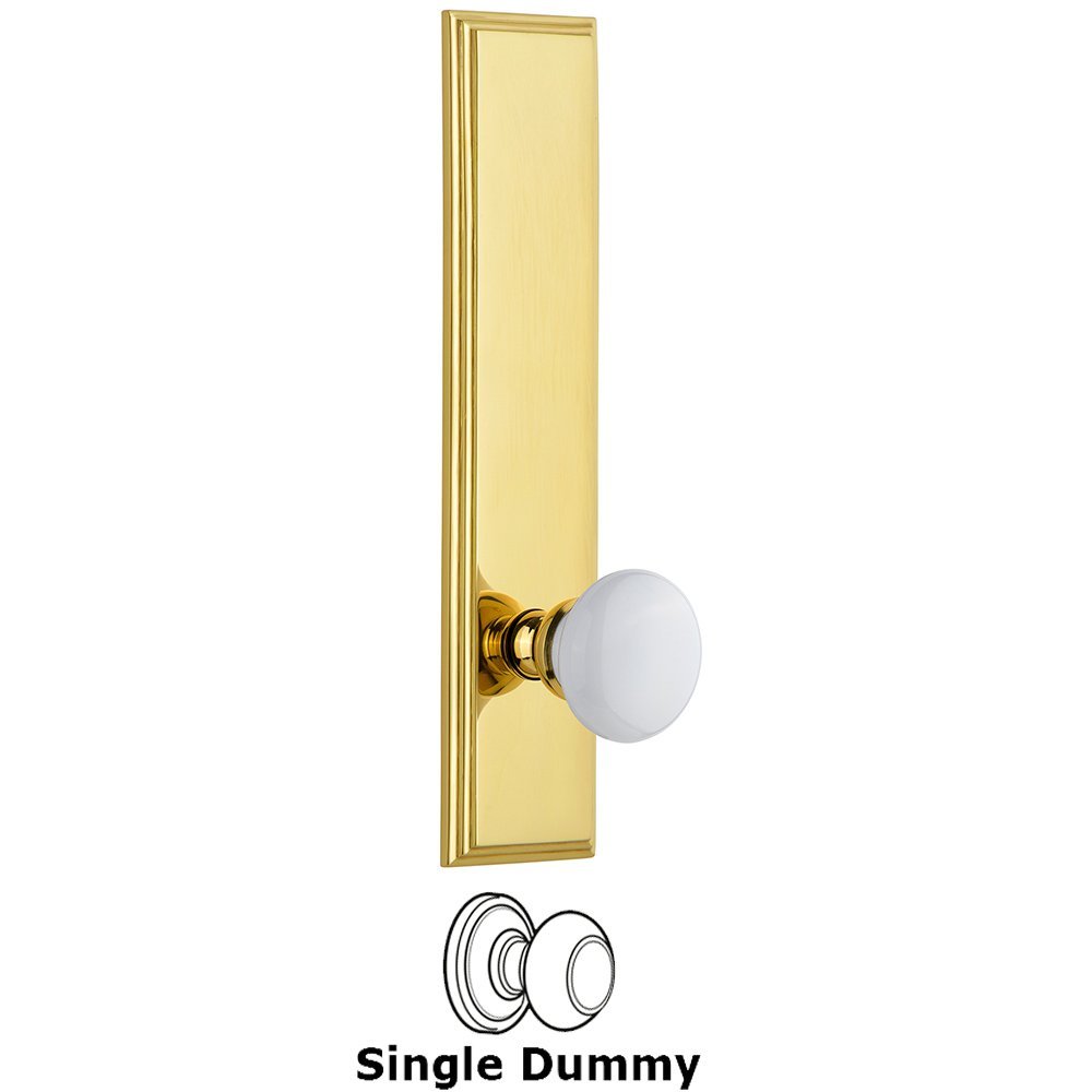 Dummy Carre Tall Plate with Hyde Park Knob in Polished Brass