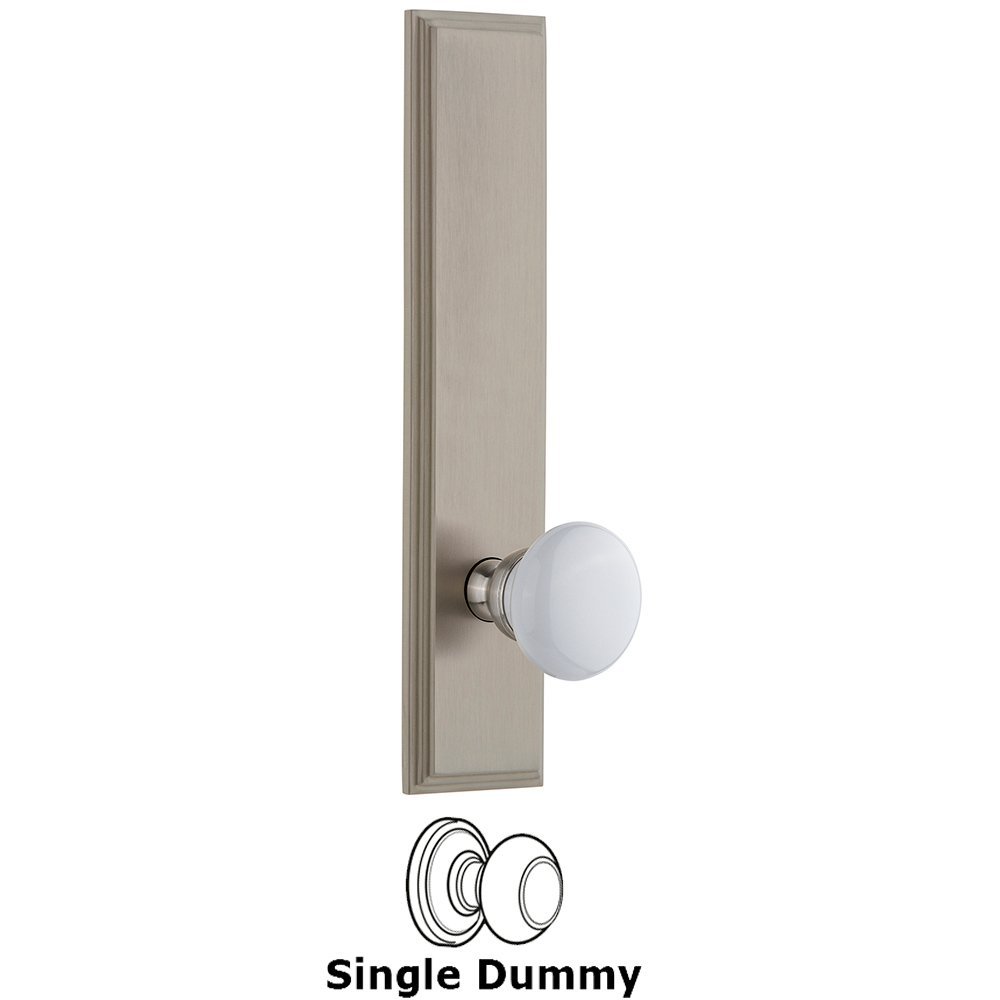 Dummy Carre Tall Plate with Hyde Park Knob in Satin Nickel