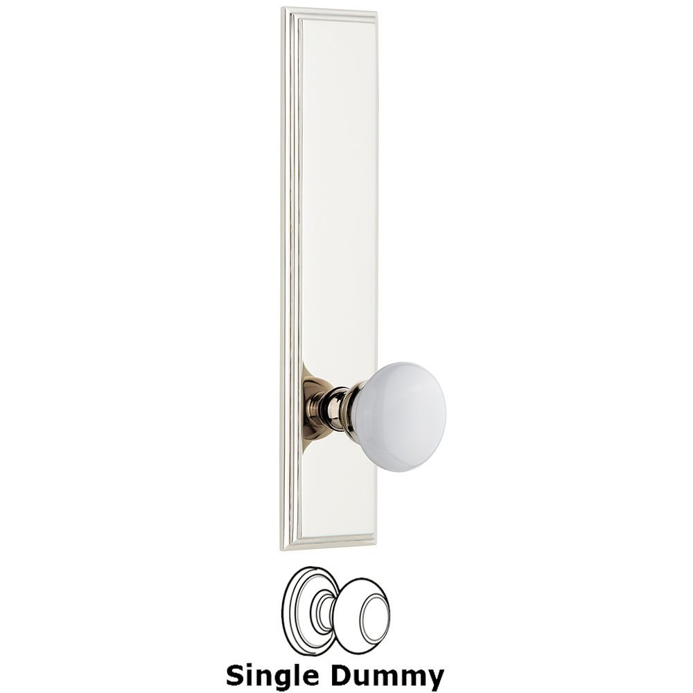 Dummy Carre Tall Plate with Hyde Park Knob in Polished Nickel