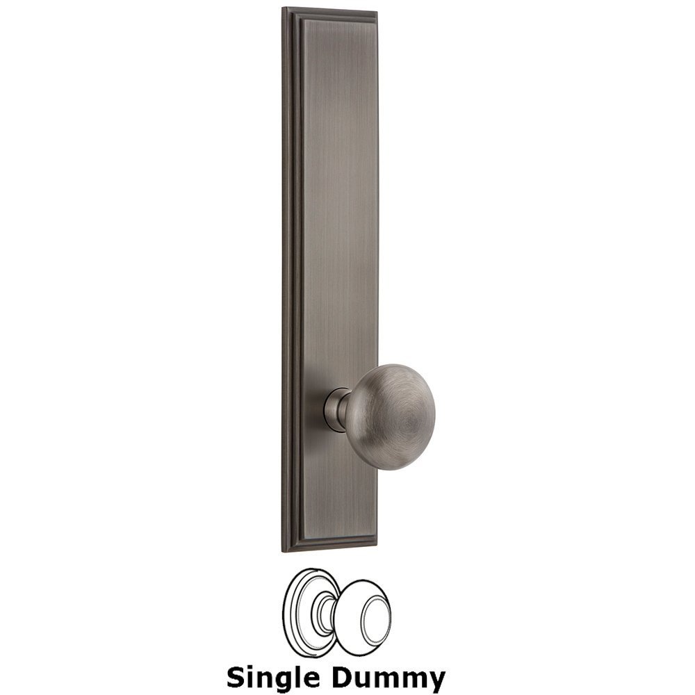 Dummy Carre Tall Plate with Fifth Avenue Knob in Antique Pewter