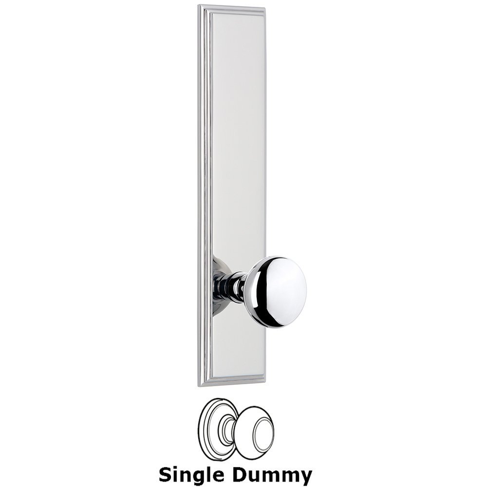 Dummy Carre Tall Plate with Fifth Avenue Knob in Bright Chrome