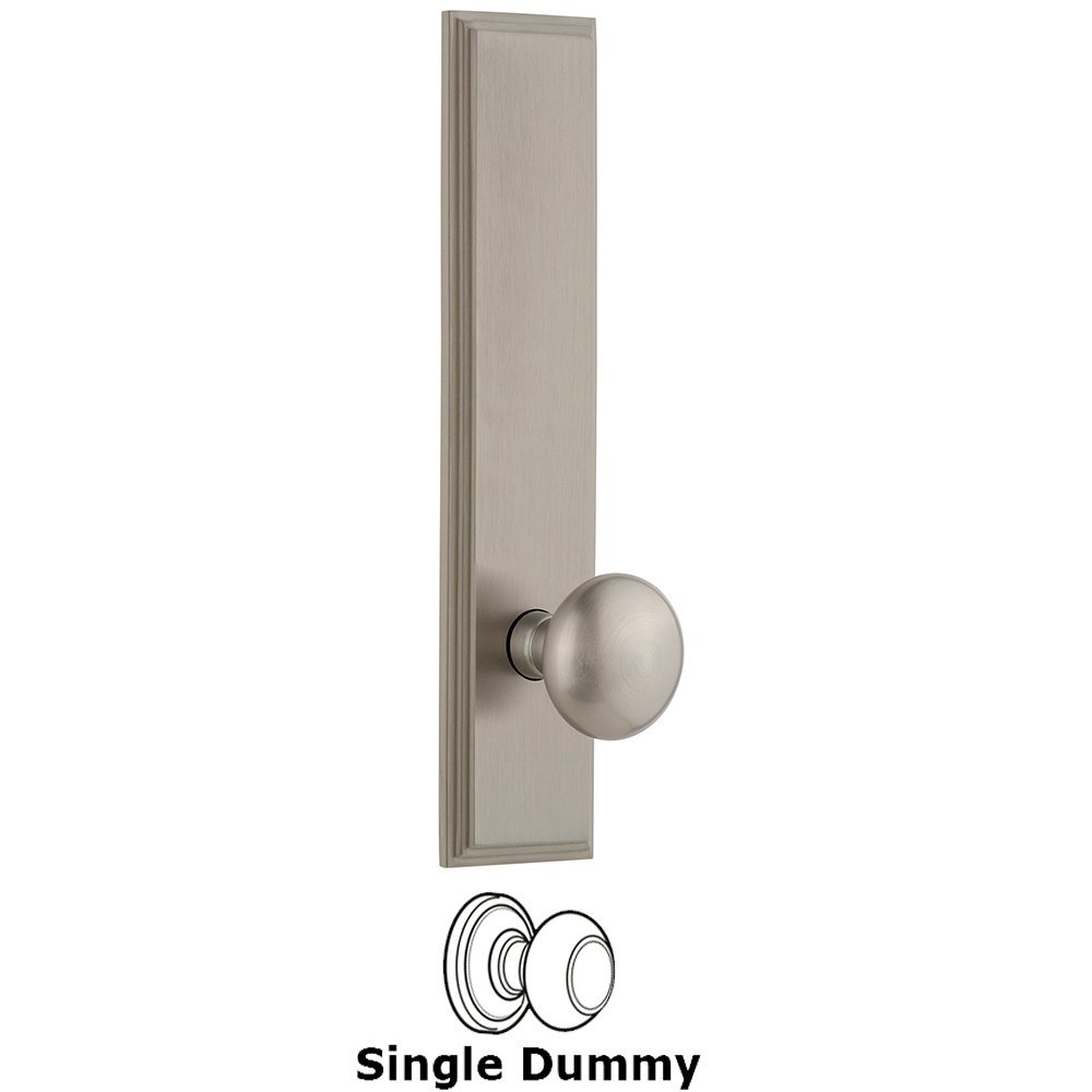 Dummy Carre Tall Plate with Fifth Avenue Knob in Satin Nickel