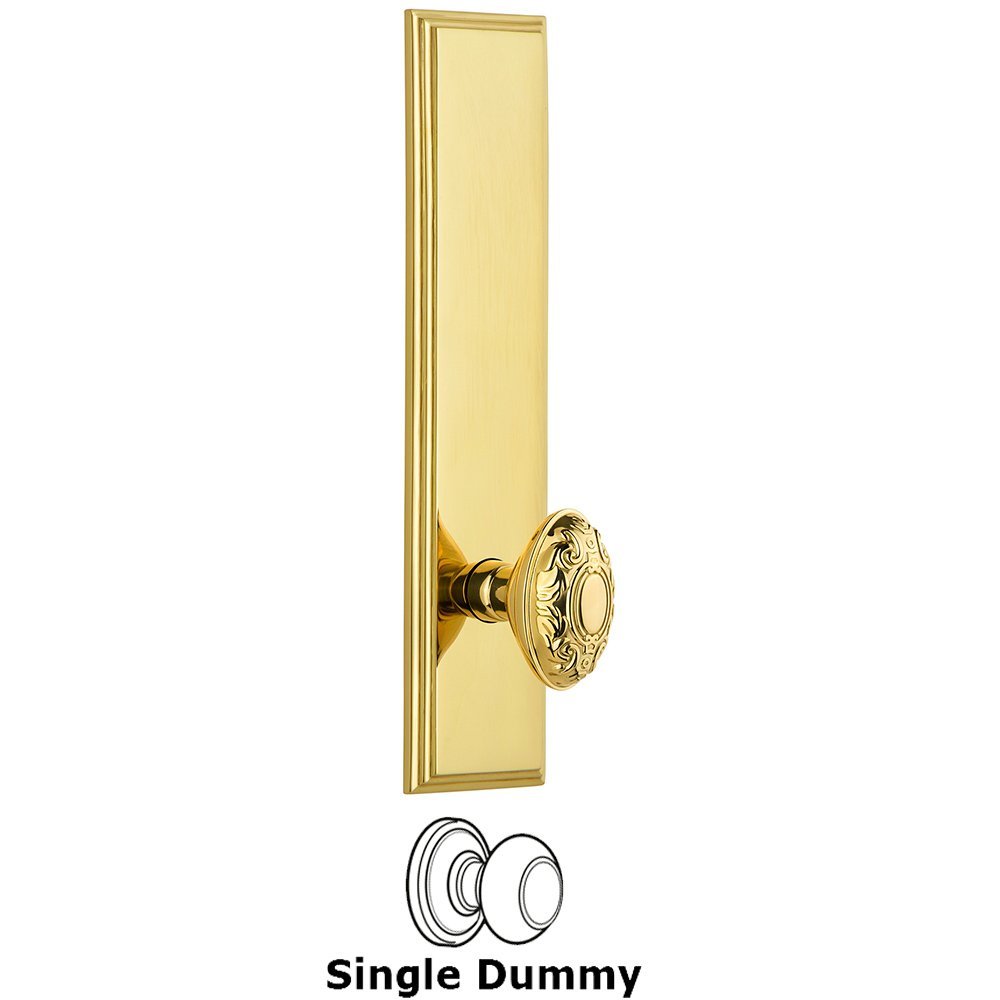 Dummy Carre Tall Plate with Grande Victorian Knob in Polished Brass