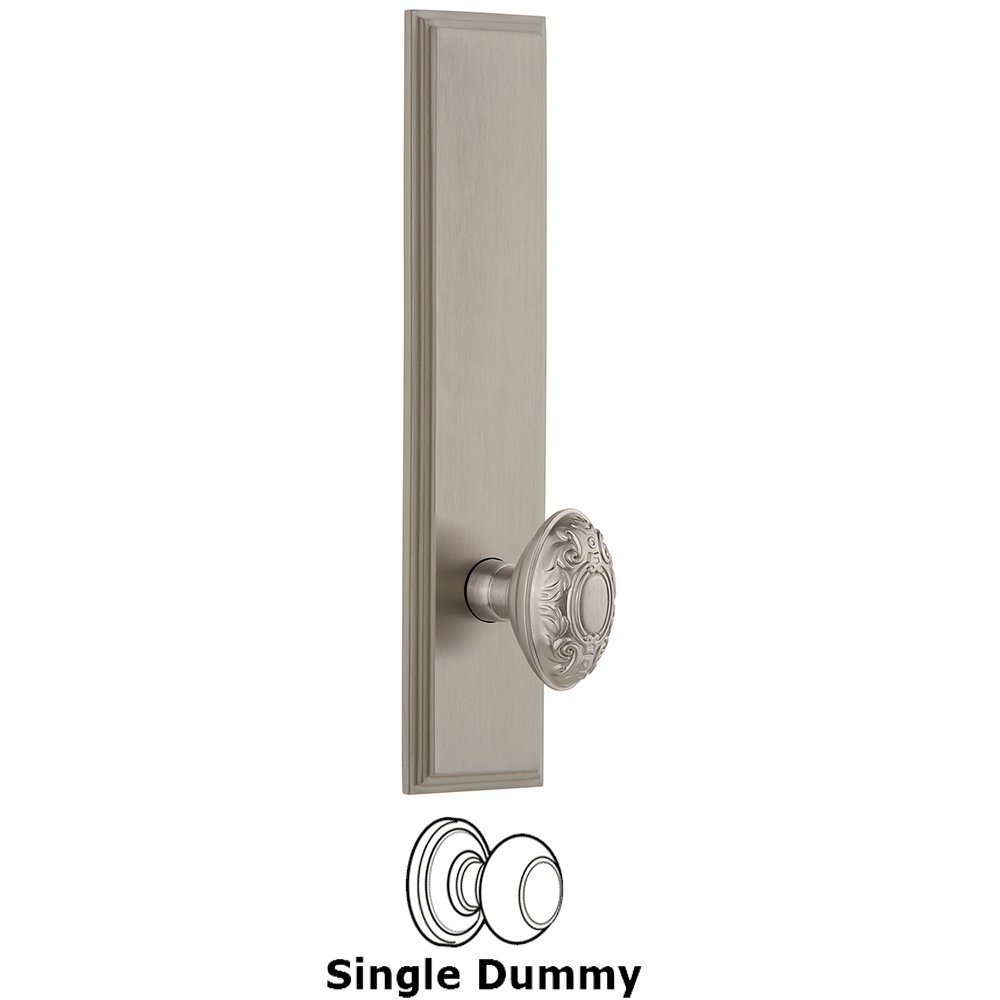 Dummy Carre Tall Plate with Grande Victorian Knob in Satin Nickel
