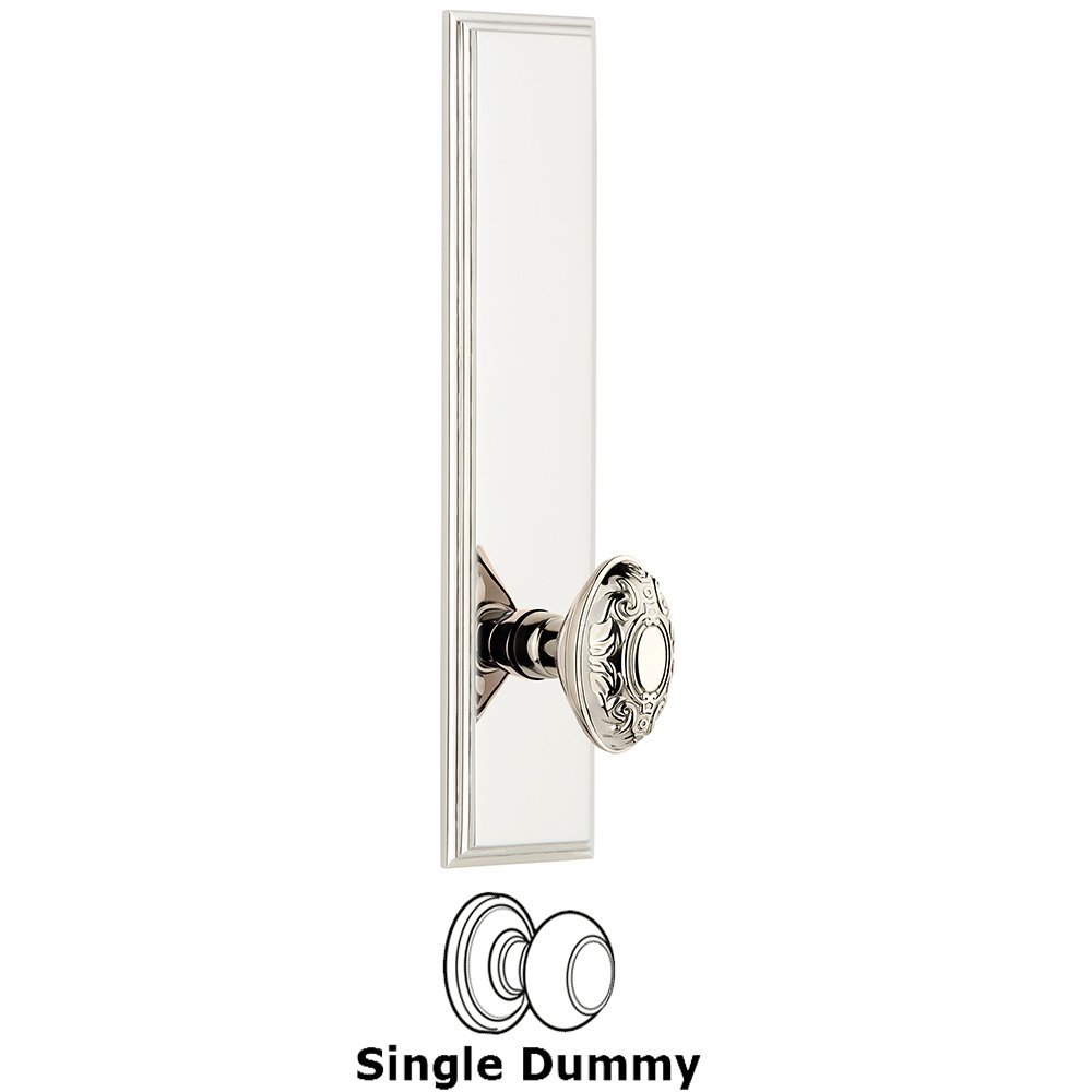 Dummy Carre Tall Plate with Grande Victorian Knob in Polished Nickel