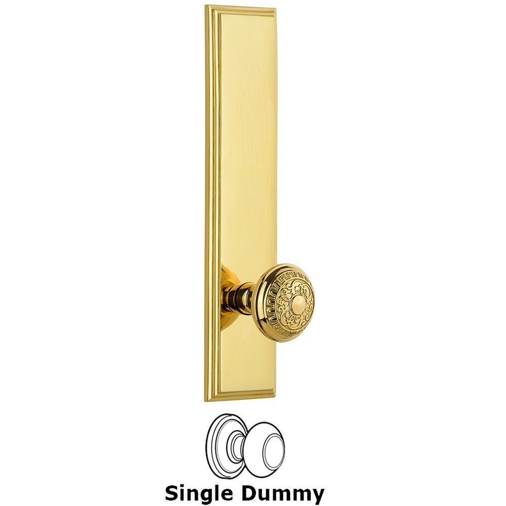 Dummy Carre Tall Plate with Windsor Knob in Polished Brass