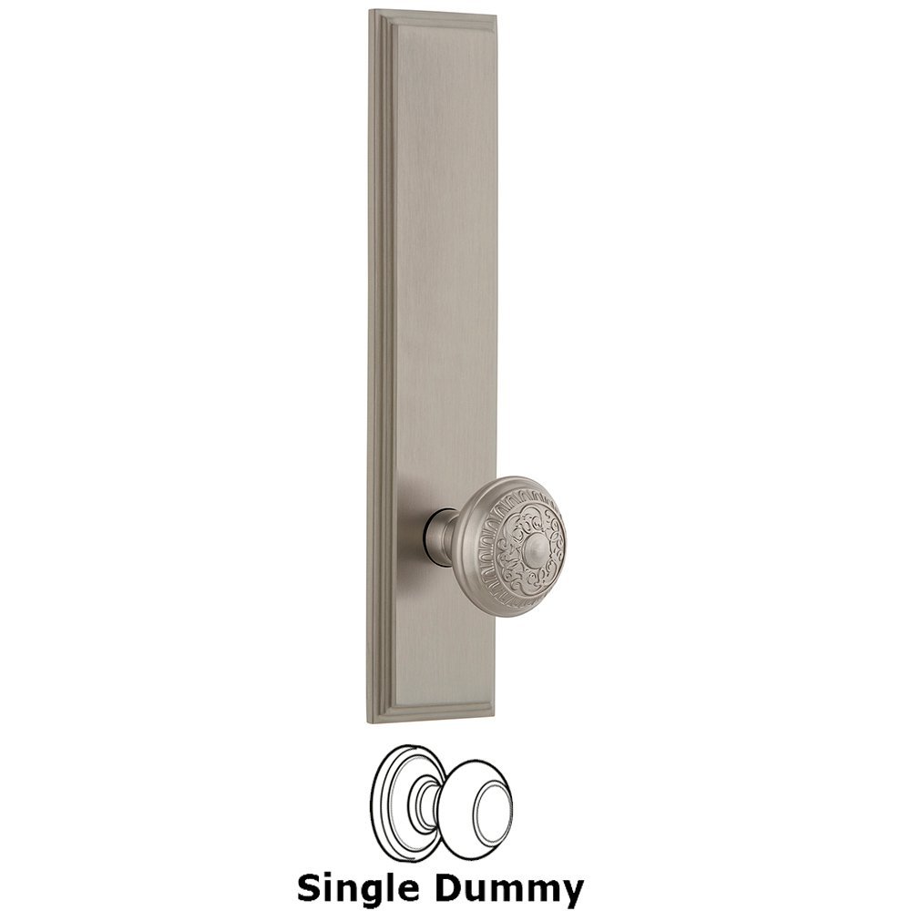 Dummy Carre Tall Plate with Windsor Knob in Satin Nickel