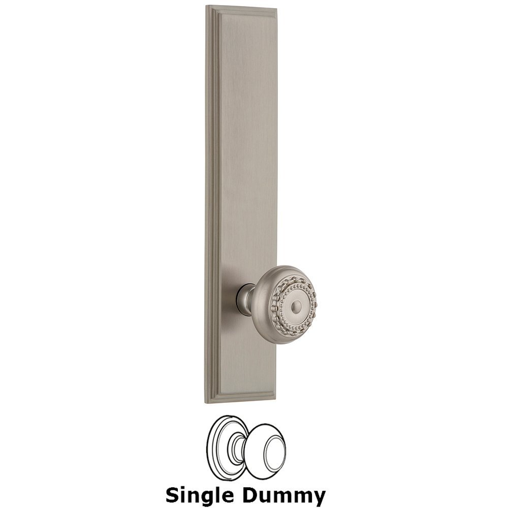 Dummy Carre Tall Plate with Parthenon Knob in Satin Nickel