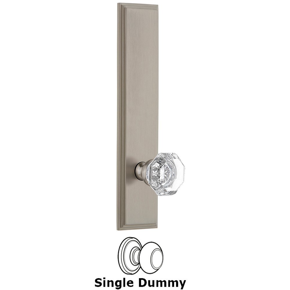 Dummy Carre Tall Plate with Chambord Knob in Satin Nickel