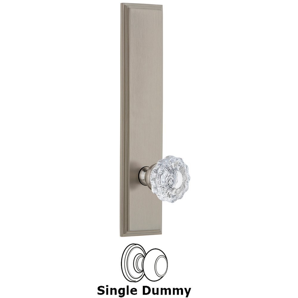 Dummy Carre Tall Plate with Versailles Knob in Satin Nickel