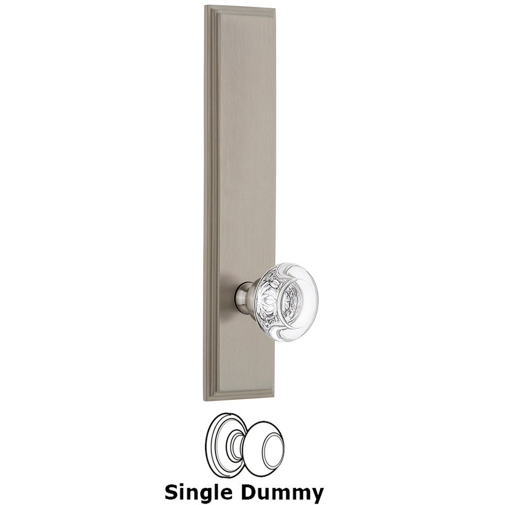Dummy Carre Tall Plate with Bordeaux Knob in Satin Nickel