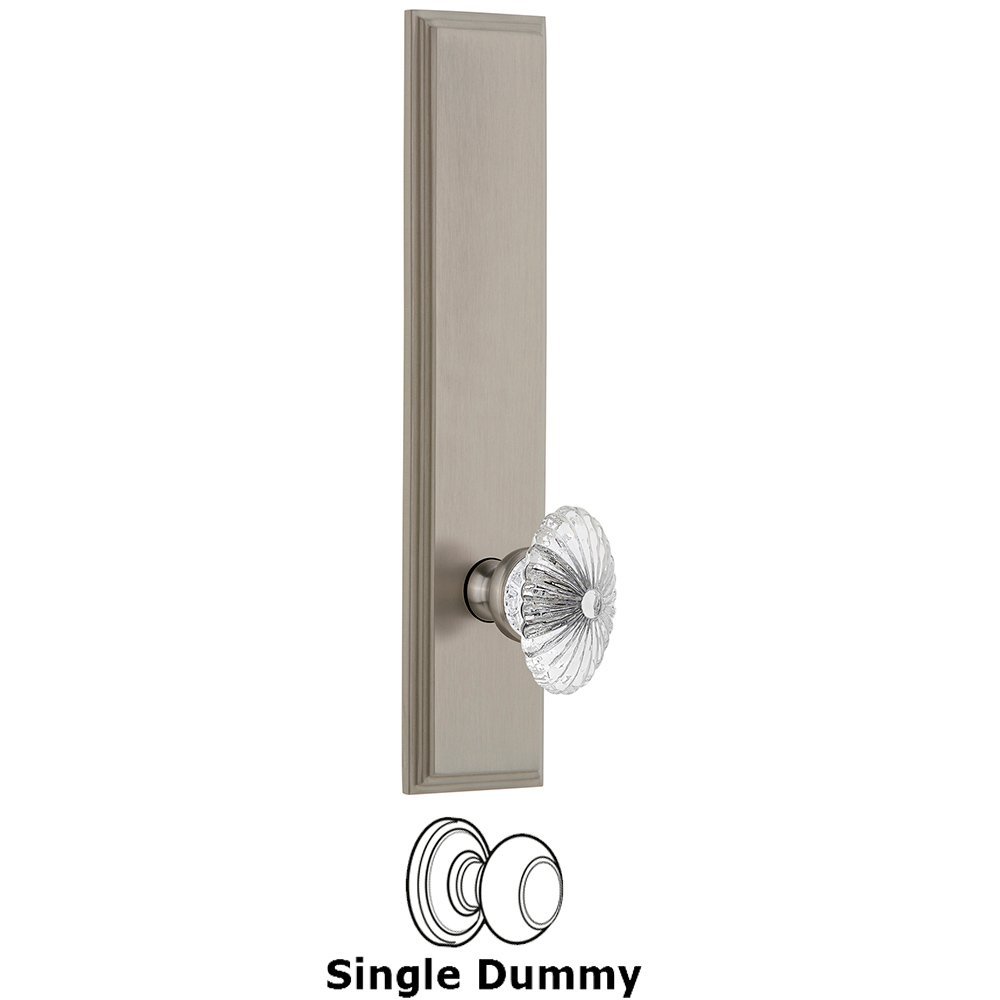 Dummy Carre Tall Plate with Burgundy Knob in Satin Nickel