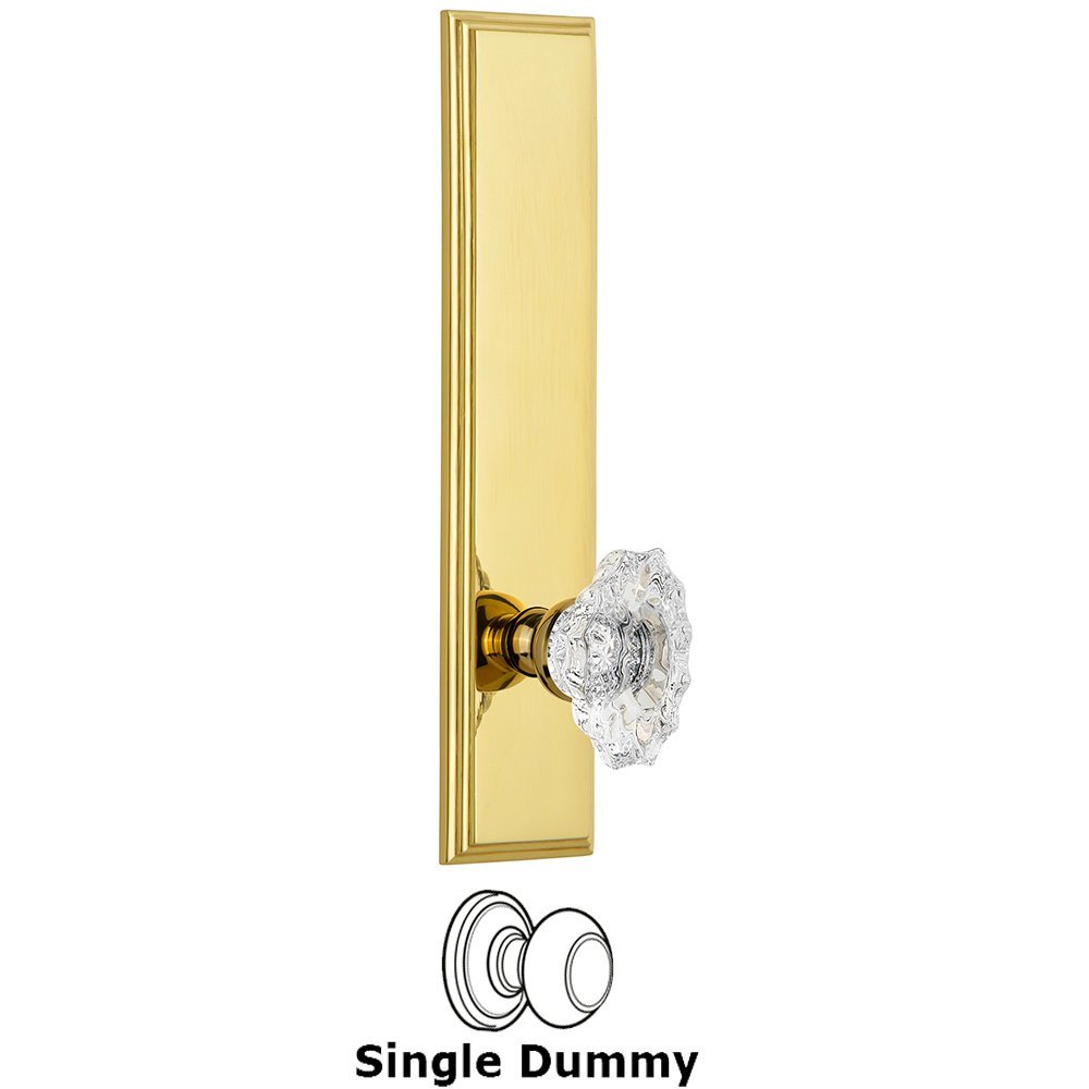 Dummy Carre Tall Plate with Biarritz Knob in Polished Brass