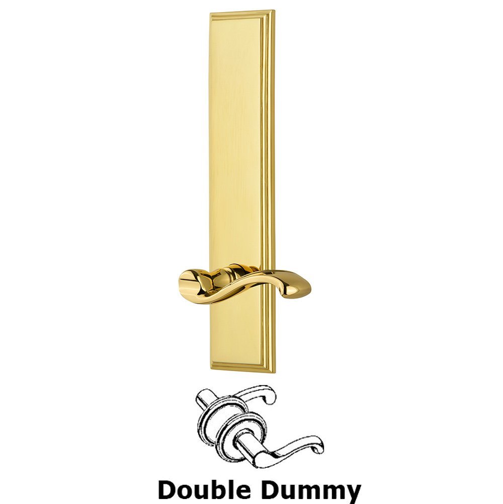Double Dummy Carre Tall Plate with Portofino Lever in Polished Brass