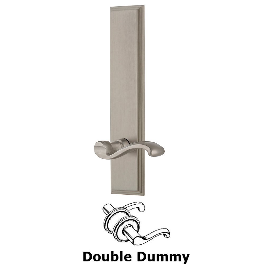Double Dummy Carre Tall Plate with Portofino Lever in Satin Nickel