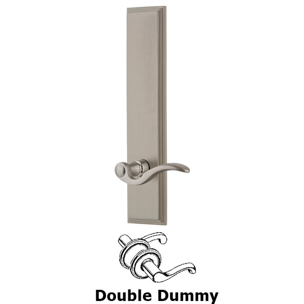 Double Dummy Carre Tall Plate with Bellagio Lever in Satin Nickel