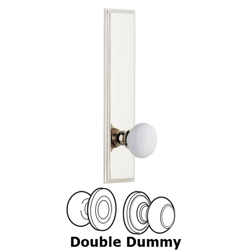 Double Dummy Carre Tall Plate with Hyde Park Knob in Polished Nickel