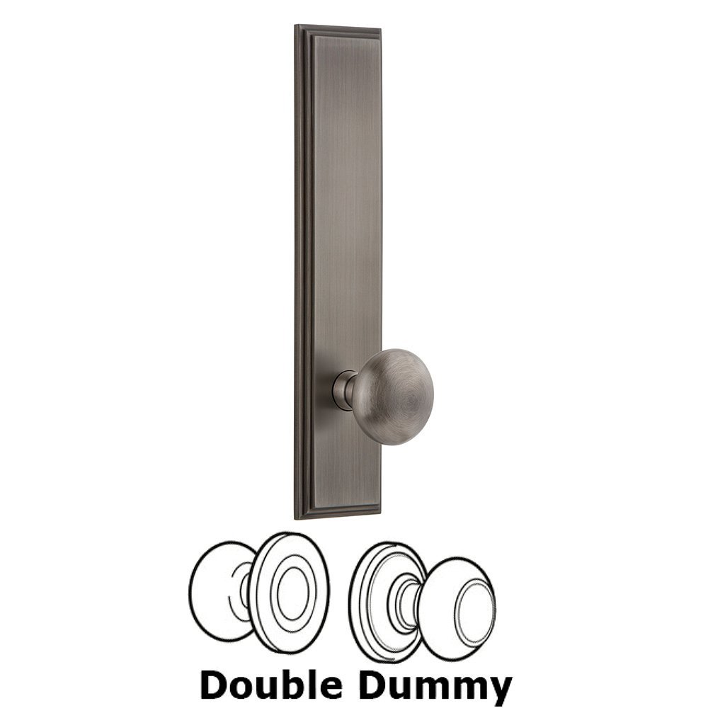 Double Dummy Carre Tall Plate with Fifth Avenue Knob in Antique Pewter