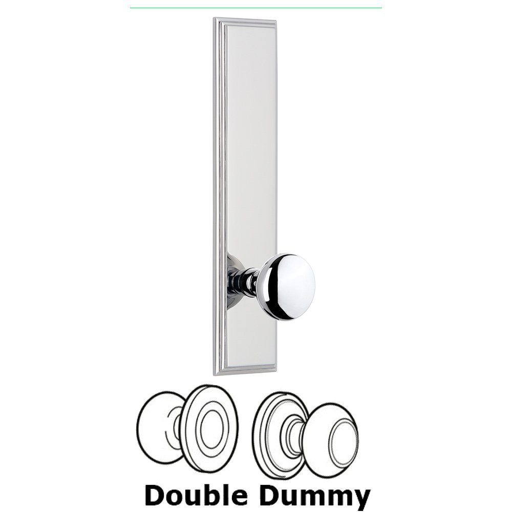 Double Dummy Carre Tall Plate with Fifth Avenue Knob in Bright Chrome