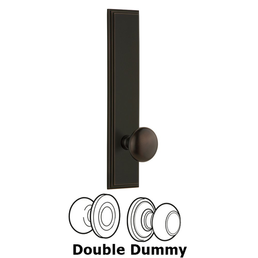Double Dummy Carre Tall Plate with Fifth Avenue Knob in Timeless Bronze