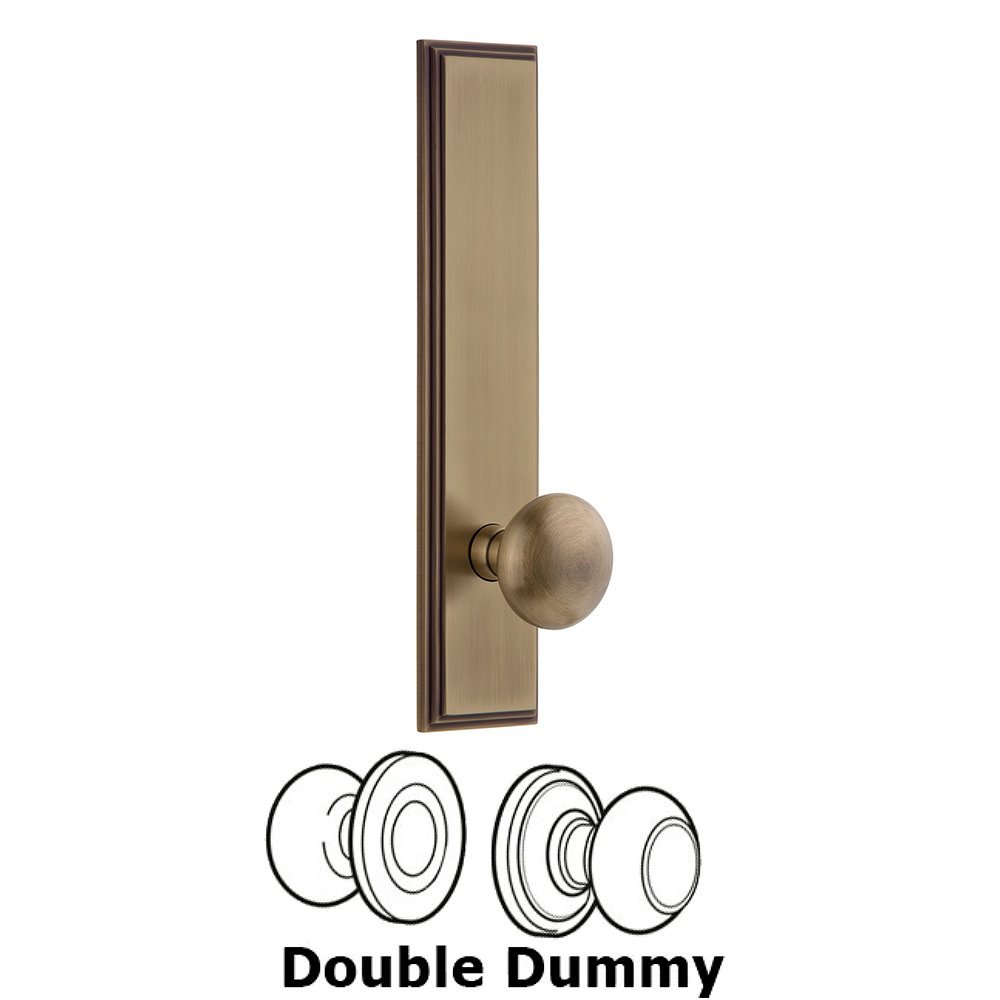 Double Dummy Carre Tall Plate with Fifth Avenue Knob in Vintage Brass
