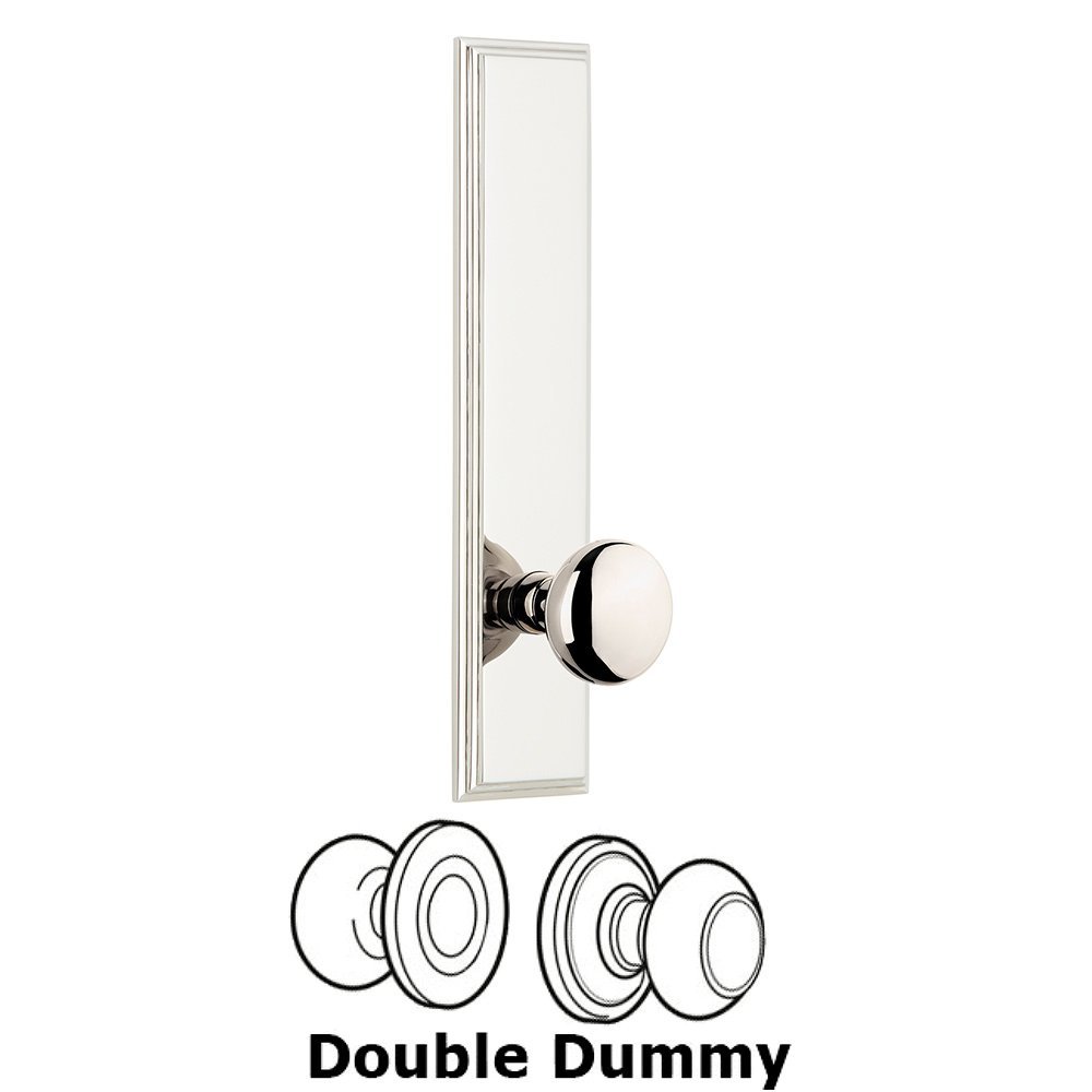 Double Dummy Carre Tall Plate with Fifth Avenue Knob in Polished Nickel