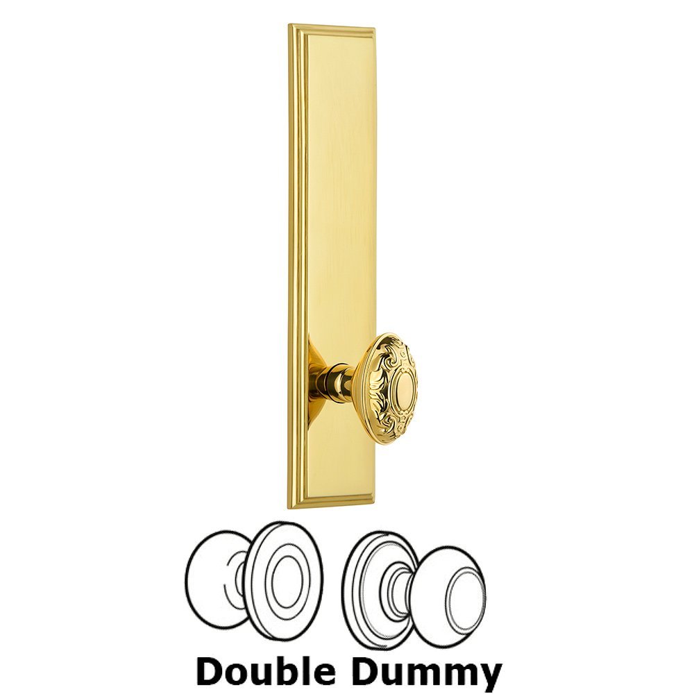 Double Dummy Carre Tall Plate with Grande Victorian Knob in Polished Brass
