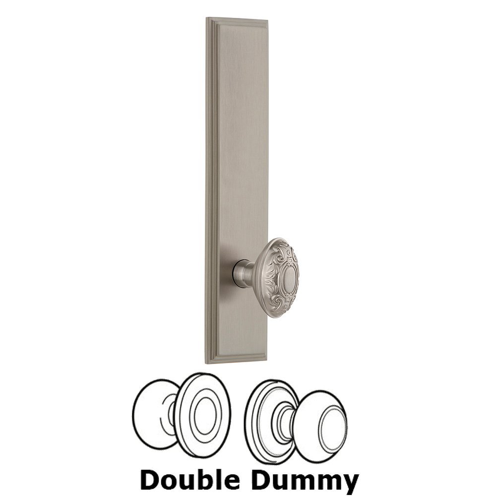 Double Dummy Carre Tall Plate with Grande Victorian Knob in Satin Nickel