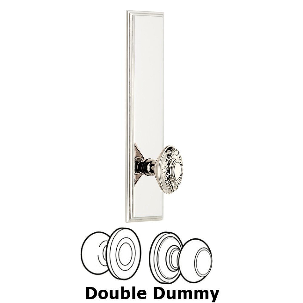 Double Dummy Carre Tall Plate with Grande Victorian Knob in Polished Nickel