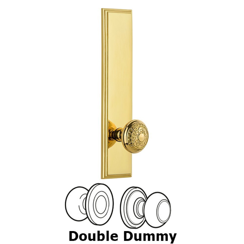 Double Dummy Carre Tall Plate with Windsor Knob in Polished Brass