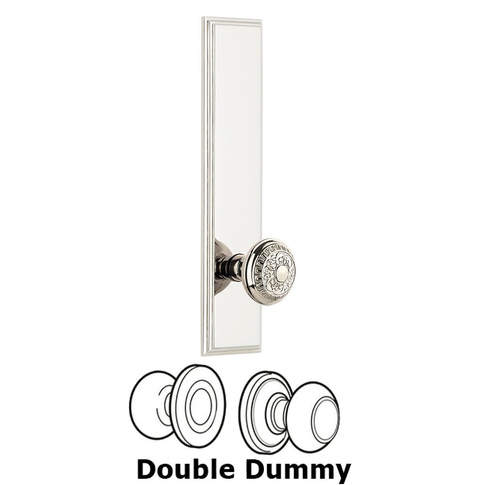 Double Dummy Carre Tall Plate with Windsor Knob in Polished Nickel