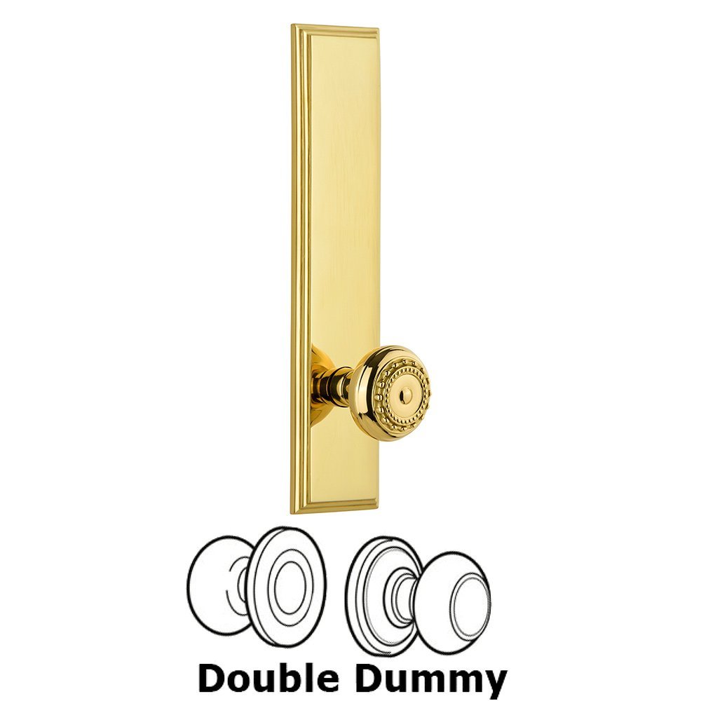 Double Dummy Carre Tall Plate with Parthenon Knob in Lifetime Brass