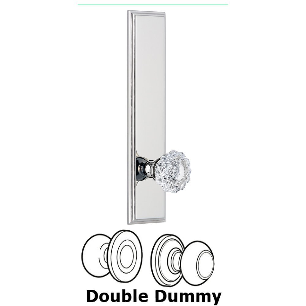 Double Dummy Carre Tall Plate with Versailles Knob in Bright Chrome